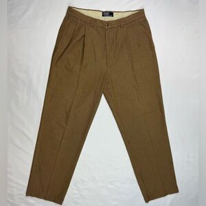 Vtg Polo Ralph Lauren Mens Herringbone Pleated Pants 34 x 31 Light Brown 90s B1